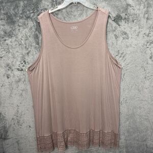 Logo Layers Women 2X  Tunic Tank Knit Ruffle Hem Layering stretch beige